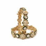 Kundan Kangan | Gold-Plated Traditional Kundan & Green Meenakari Floral Bangles (Set of 2) – Ethnic Wedding Jewelry for Women - Image 4