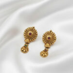 Temple Heritage | Vibrant Antique Gold-Plated Traditional Necklace Set with Ruby & Emerald Stones | Handcrafted Ethnic Temple Jewelry with Matching Drop Earrings for Women - Image 6