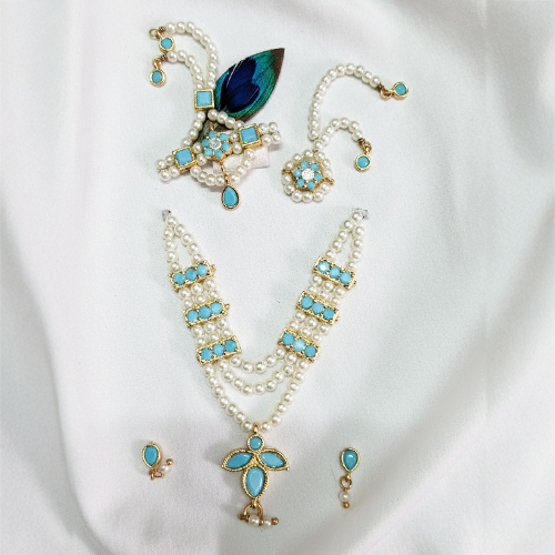 2 Premium Sky Blue & Pearl Shringar Set for Laddu Gopal - Image 1