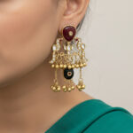 Traditional Peacock Jhumka Earrings with Kundan & Ghungroo Detailing