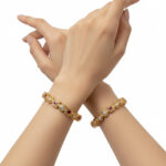Stone Bangles | Traditional Gold Plated Geometric Stone Studded Kada Bangle Set for Women - Image 2