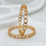Golden Knot | Ethnic Infinity Link Design Kada | Ruby Red Stone Jewellery for Weddings and Festive Wear