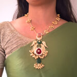 Traditional Kashmiri Long Necklace Set | Traditional Kashmiri Kundan & Pearl Long Necklace Set - Image 3