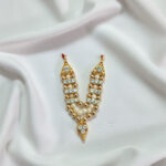 Gold-Plated Designer Stone & Pearl Mala for Laddu Gopal/Thakurji - Handcrafted V-Shape Shringar Necklace for Deities