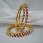 Ruby and Pearl Gold-Plated Bangles