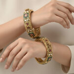 Meenakari Kadas | Traditional Gold-Plated Kundan & Meenakari Kada Bangles for Women - Image 2