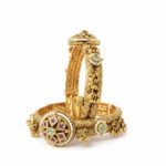 Heritage Kadas | Gold-Plated Antique Kada Bangle Set with Kundan, Ruby & Emerald Accents and Ghungroo Drops – Traditional Ethnic Jewelry for Women - Image 4
