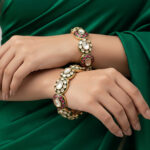 Jadau Polki | Traditional Handcrafted Meenakari Polki Kada – Gold Plated Jadau Openable Bangle with Ruby & Emerald Accents - Image 2