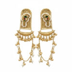 Bird-Motif Chandelier Earrings with Mint Green Accents - Image 2