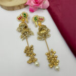 Lotus-Motif Double Jhumka Chandelier Earrings - Image 4