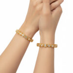 Stone Bangles | Traditional Gold Plated Geometric Stone Studded Kada Bangle Set for Women - Image 3
