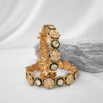 Kundan Kangan | Gold-Plated Traditional Kundan & Green Meenakari Floral Bangles (Set of 2) – Ethnic Wedding Jewelry for Women - Image 3