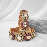 Jadau Polki | Traditional Handcrafted Meenakari Polki Kada – Gold Plated Jadau Openable Bangle with Ruby & Emerald Accents - Image 3