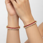 Gold-Plated AD Stone & Shell Pearl Traditional Bangles - Image 5