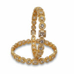 Stone Bangles | Traditional Gold Plated Geometric Stone Studded Kada Bangle Set for Women - Image 6