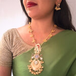 Kashmir Royale | Royal Kashmiri Heritage Jewelry Set: Intricate Kundan & Pink Stone Long Chain Necklace with Hanging Ghungroos - Image 2