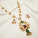 Traditional Kashmiri Long Necklace Set | Traditional Kashmiri Kundan & Pearl Long Necklace Set