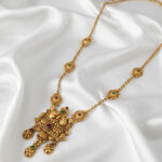 Temple Heritage | Vibrant Antique Gold-Plated Traditional Necklace Set with Ruby & Emerald Stones | Handcrafted Ethnic Temple Jewelry with Matching Drop Earrings for Women - Image 5