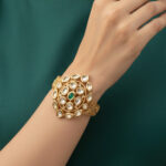 Kundan Bracelet | Traditional Gold-Plated Kundan Studded Kada Bracelet for Women | Ethnic Floral Filigree Openable Bangle | Bridal & Festive Wedding Jewelry - Image 3