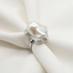 Statement Baroque Pearl Open Ring for Women | Adjustable Gold & Silver Plated Bold Ring | Luxury Minimalist Jewelry