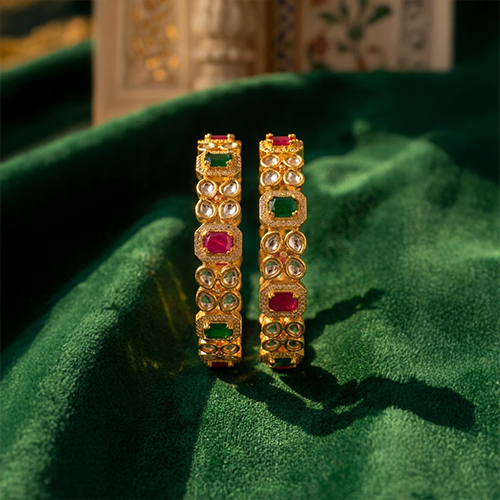 3 Royal Kundan Fusion Bangles - Image 1