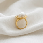 Statement Baroque Pearl Open Ring for Women | Adjustable Gold & Silver Plated Bold Ring | Luxury Minimalist Jewelry - Image 2