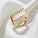 Luminous Nacre Gold-Tone Statement Ring - Image 2
