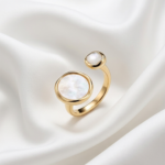 Golden Solitaire Natural Shell Ring - Image 2