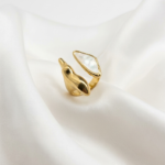 Artisan Hammered Gold Mother of Pearl Cocktail Ring