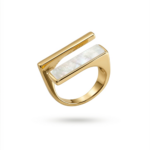 Luminous Nacre Gold-Tone Statement Ring - Image 3