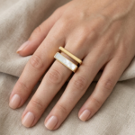 Luminous Nacre Gold-Tone Statement Ring