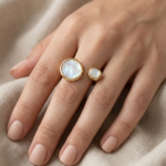 Golden Solitaire Natural Shell Ring