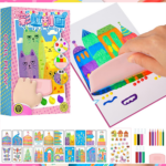 Squeegee Art Kids Paint Kit, 35 Pieces DIY Rainbow Scratch Art, Rainbow Dot Painting Art Kits, Children Painting Crafts Creativity Set (1 Set), Multicolor - Image 2