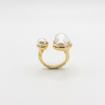 The Parisian Heritage Baroque Ring – Bold Irregular Cultured Pearl with 18K Gold Finish, Adjustable High-Fashion Statement Band - Image 3