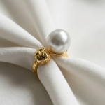 The Empress Baroque Pearl Statement Ring – Handcrafted Irregular Pearl, 18K Gold Plated Open Adjustable Band for Women