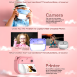 Instant Print Camera for Kids, Christmas Birthday Gifts for Girls Boys, Digital Camera with 1080P Videos, Portable Instant Camera Printer Toy for 6+ Years Old Kids - Image 4